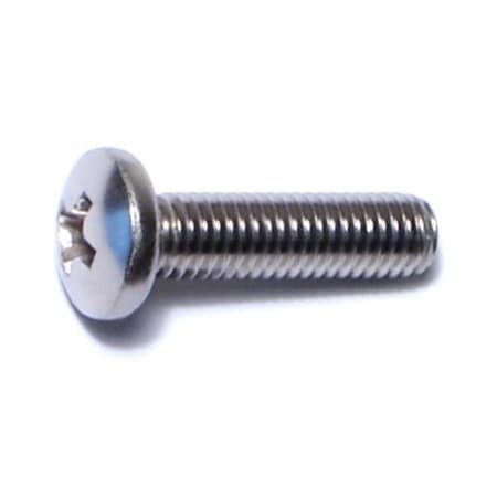 #10-32 X 3/4 In Phillips Pan Machine Screw, Plain Stainless Steel, 100 PK